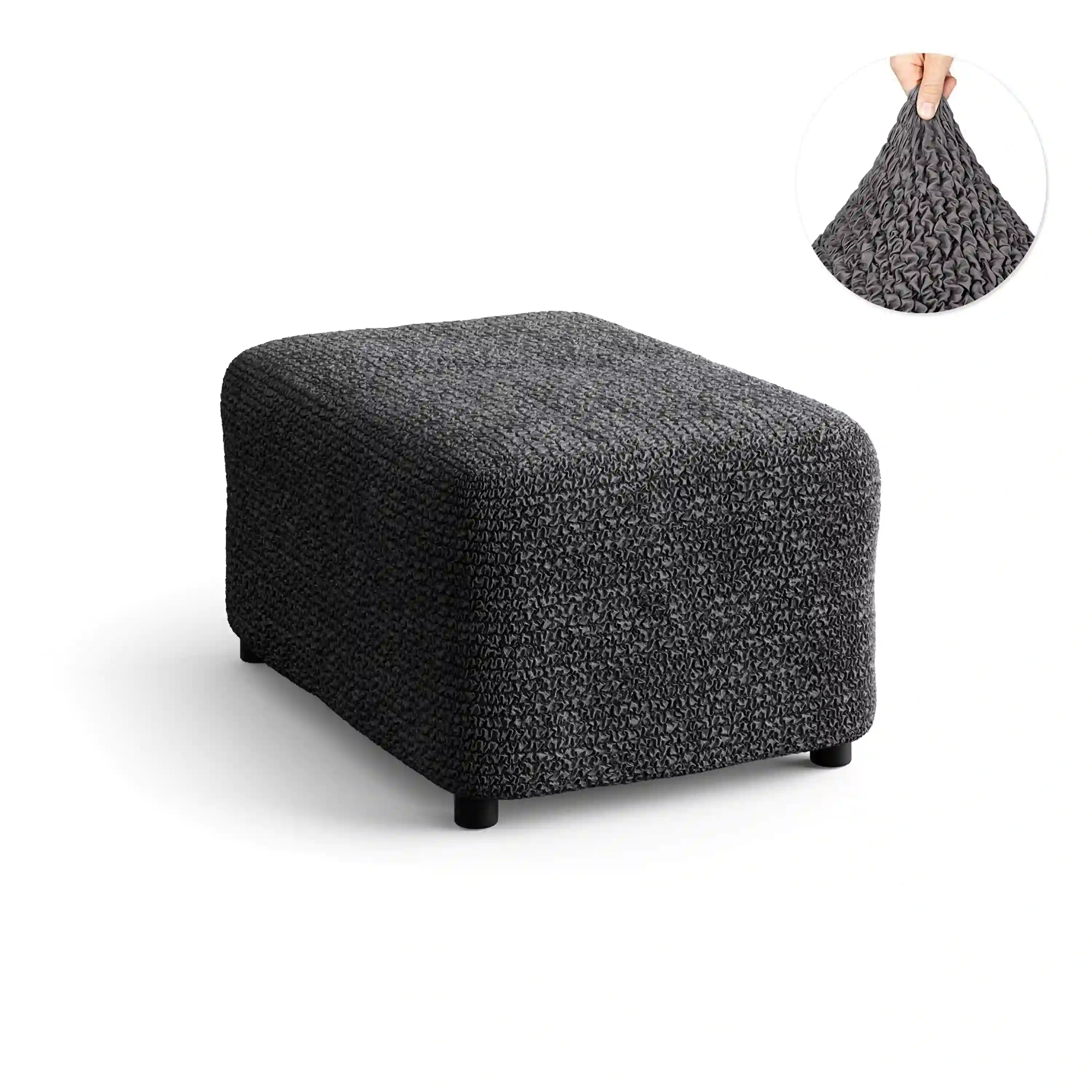 Footstool Cover - Charcoal, Microfibra